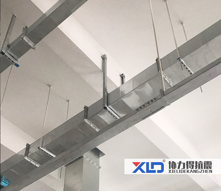 矩形風管抗震支架如何在混泥土立柱上安裝實拍圖片