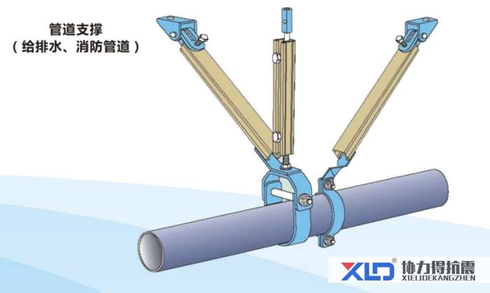 水管雙向抗震支架示意圖